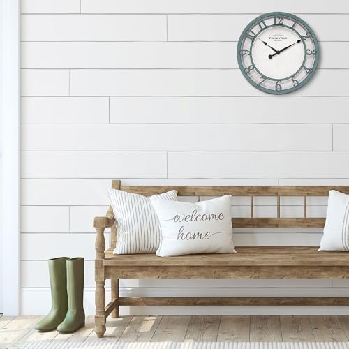 Presentime 10" Farmhouse Series Wall Clock - color: Aged Teal Finish, size: 10 inch