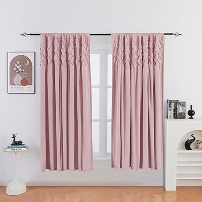 Pintuck Diamond Textured Thermal Insulated Window Curtains 52"W x 63"L - color: Peach Pink, size: 52"W x 63"L (Pack of 2)