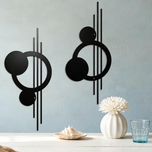 ELENWYNN Metal Wall Decor Art,Large Modern Geometrical Sculpture of Bedroom - color: 2-Pcs Abstract Geometry