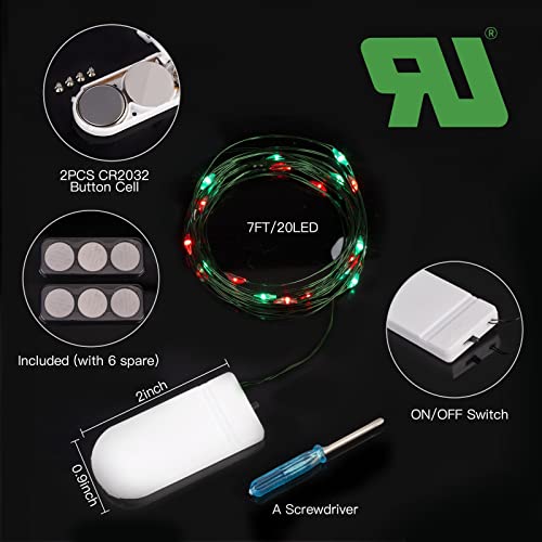 Brightown 12 Pack Christmas Red Green Fairy Lights Battery Operated - color: Red & Green, size: 12 PC