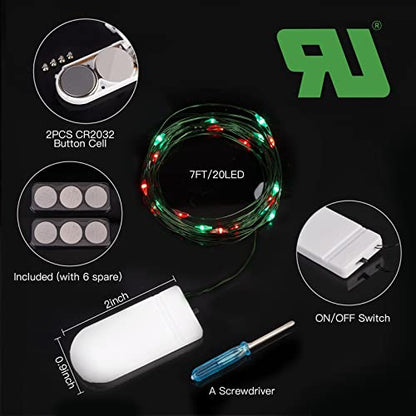 Brightown 12 Pack Christmas Red Green Fairy Lights Battery Operated - color: Red & Green, size: 12 PC