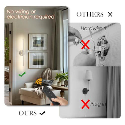 KARTOOSH Battery Operated Wall Sconces Set of Two Wireless Wall Lights - color: Nickel, size: 20.4 Inches