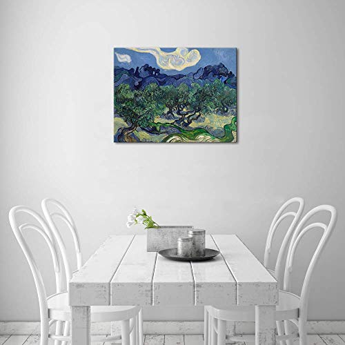 Wieco Art Canvas Prints Wall Art Olive Trees by Van Gogh Classic Abstract Oil Paintings Reproduction Artwork Gallery Wrapped Landscape Pictures for Living Room Bedroom Home Office Decor - size: 26"L x 20"W