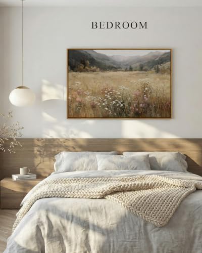 InSimSea Large Framed Wall Art, Wildflower Landscape Painting, 24x36 Inch - color: Flower Meadow