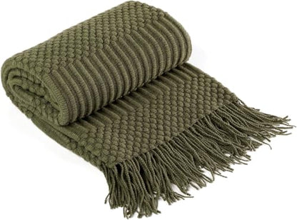 Blagic Soft Knitted Throw Blanket for Couch and Bed,Dark Green,50"x60" - color: E-dark Green, size: 50 × 60 in