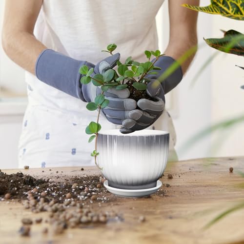 Ceramic Plant Pots, 5.5 Inch, Gray+White, Set of 4 - color: Gray + White, size: 5.5 Inch(4 PCS)