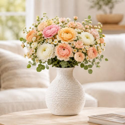 Nawaza Ceramic Flower Vase White Small Farmhouse Table Decor Vase V14 - color: Modern White-v14