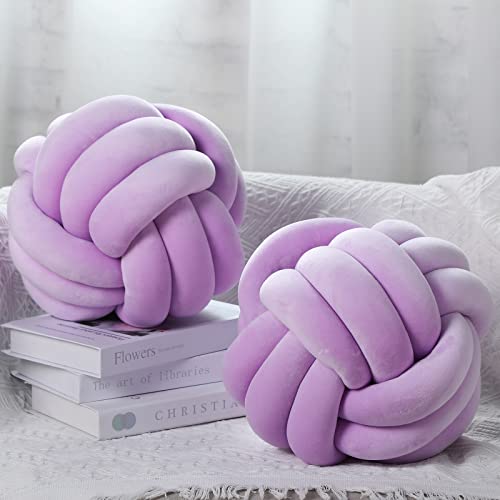 Namalu 10.6 Inches 2 Pcs Knot Pillow Decorative Throw Pillow, Lilac - color: Light Purple, size: 10.6 Inches