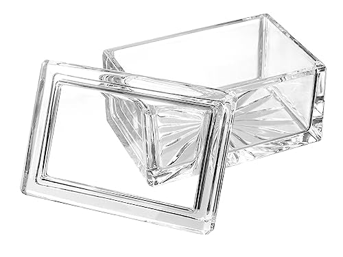 Barski Crystal Box- for Jewelry - Candy - Nuts - Trinkets - Glass Box- Classic Clear - 5" Long - Made in Europe