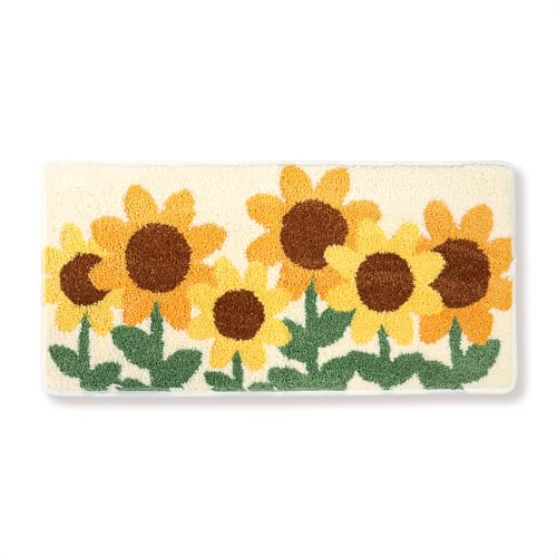Molesun Sunflowers Bath Mat 16x31, Soft Absorbent Microfiber Bath Rugs - color: Sunflowers, size: 16" x 31"