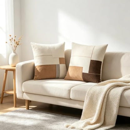 Neutral Geometric Color Block Throw Pillow Covers 18x18 Inch Set of 2 - color: A20009, size: 18" x 18" (Pack of 2)