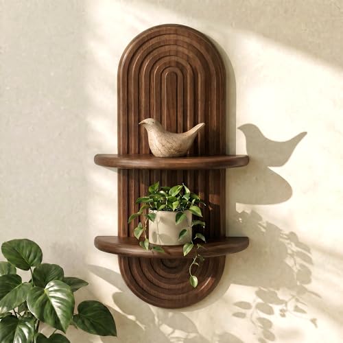Plant Wall Shelf for Rustic Home Decor: Hanging Plant Shelf for Plant,Brown - color: Brown