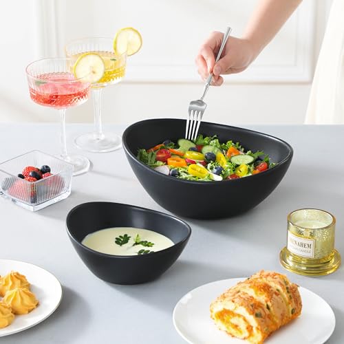 MALACASA 2 Tier Chip and Dip Serving Set with Metal Stand,Ceramic Appetizer Bowls for Party, Multi-Use Food Display for Fruits, Snacks,Black Elegant Tiered Serving Dishes for Party - color: Black