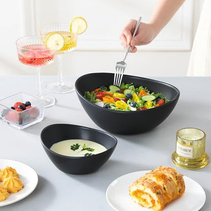 MALACASA 2 Tier Chip and Dip Serving Set with Metal Stand,Ceramic Appetizer Bowls for Party, Multi-Use Food Display for Fruits, Snacks,Black Elegant Tiered Serving Dishes for Party - color: Black
