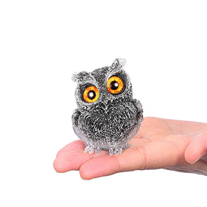Jovivi 2.5" Black Obsidian Crystal Owl Statue Hand Carved Resin Figurines - color: Black Obsidian