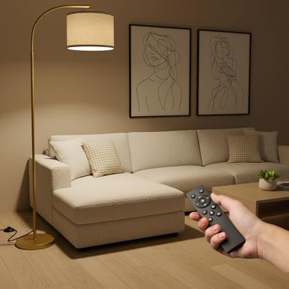 LALISU Arc Floor Lamps Modern Standing Remote Floor Lamp for Living Room - color: Gold