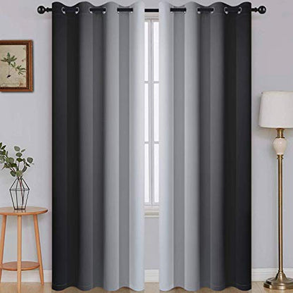 SimpleHome Ombre Black to Grey White Curtains for Living Room 52Wx84L - color: Black, size: 52"W x 84"L (Pack of 2)