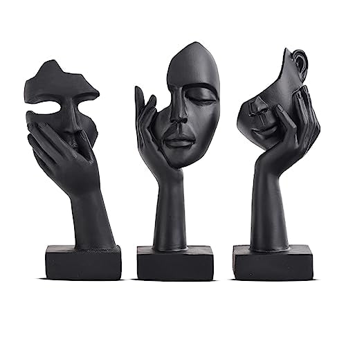 3 Pcs Thinker Small Statue Set - Black Art Abstract Home Accent Figurines for Decor Bedroom, Shelves, Living Room Coffee Table, Office Desktop (3 Pcs Black, 6") - color: 3 Pcs Black, size: 6"