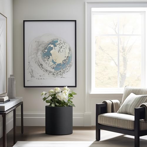 Kante Large Round Cylinder Black Concrete Planter 15.8" Tall, Outdoor - color: Burnished Black, size: 15.7" Dia