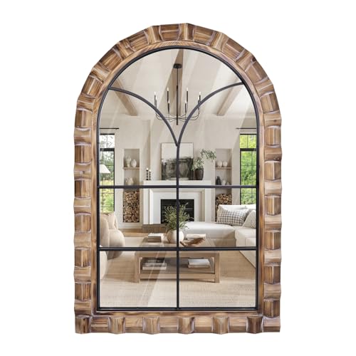 36x24 Inch Arched Window Pane Wall Mirror - color: E - Window - 36x24 in