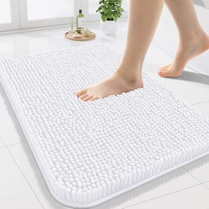 Arotive Bathroom Rugs 24x16, Soft Absorbent Shaggy Chenille Bath Rugs - color: White, size: 24" X 16"