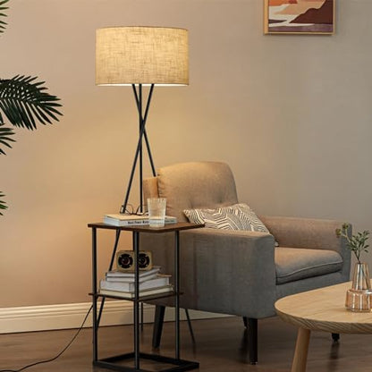 Kira Home Sadie 60" Mid-Century Modern Tripod Tall Floor Lamp - color: Oil Rubbed Bronze Finish,Honey Beige Shade