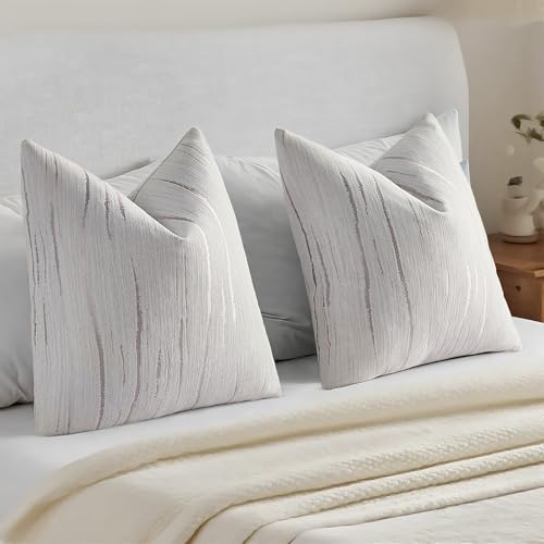 HAUSSY Pack of 2 Chenille Embossed Throw Pillow Covers 16x16 Inch, Crey - color: Grey, size: 16" x 16" (Pack of 2)