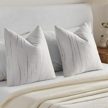 HAUSSY Pack of 2 Chenille Embossed Throw Pillow Covers 22x22 Inch, Crey - color: Grey, size: 22" x 22" (Pack of 2)