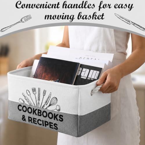 Marsui 1 Pcs Cookbook & Recipe Book Basket Cook Lover Gifts, White Gray - color: White Gray, size: Cookbook