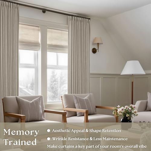 TWODRAPES Taupe Burlywood Pinch Pleated Linen Curtains 96 Inches Long - color: Burlywood Birch, size: 40"W x 96"L (Pack of 2)