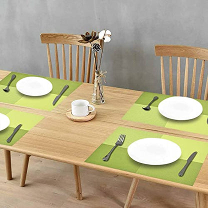 GIVERARE Placemats Set of 4, Heat-Resistant Woven Vinyl Placemat, Non-Slip Washable PVC Table Mat, Easy to Clean Premium Plastic Mats for Dining, Kitchen Table (Green) - color: Green