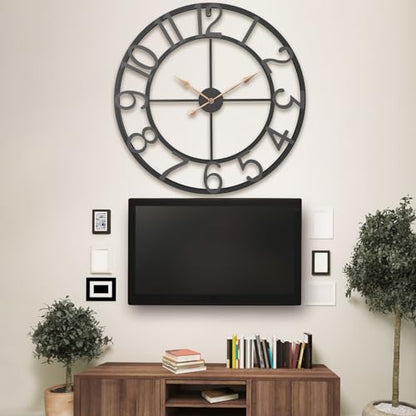 Pytha Sight 36 Inch Black Metal Arabic Numeral Extra Large Giant Wall Clock - color: Black Arabic, size: 36 Inch