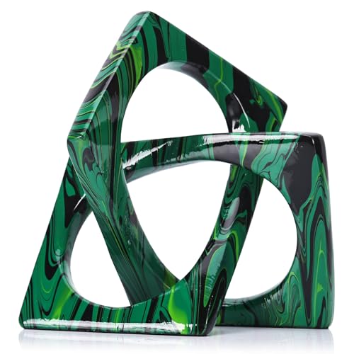 Modern Geometric Sculpture Emerald Green Knot Statue Decor, Home Bookcase Centerpiece Jax Decorative, Tabletop Sculpture and Figurines for Home Decor Accent, Cube Decorative - color: Bright/Green