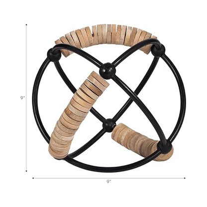 NESS AND JORD Metal, 9" Abacus Orb, Natural/Black - size: 9.0" H
