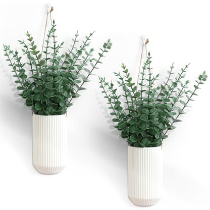 2 Pcs 5.9 Inch White Ceramic Wall Planter Modern Home