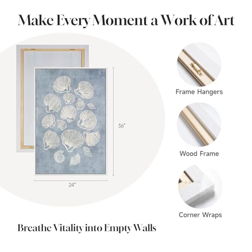 Large Framed Abstract Coastal Blue White Wall Art for Living Room, 24x36 In - color: Blue White, size: 24" W x 36" H x 2Pcs