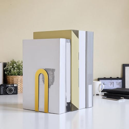 Chunful Metal Bookends, 2 Pcs, Gold, Round - color: Gold, size: Round