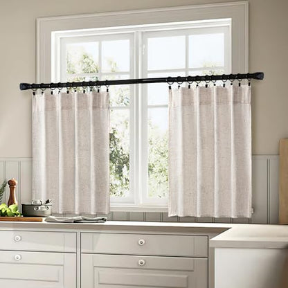 MIULEE Kitchen Curtain 24 Inch Long 2 Panels Natural Linen White Farmhouse - color: Natural Linen White, size: 26"W x 24"L (Pack of 2)