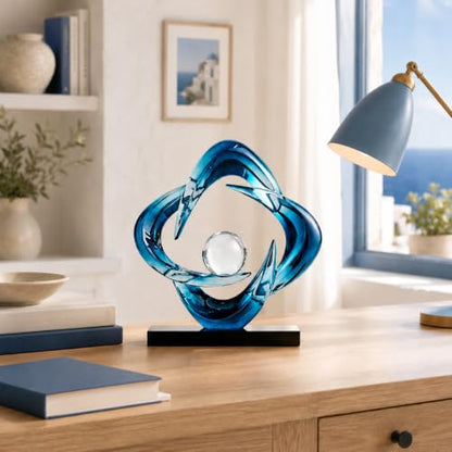 Abstract Art Sculptures Living Room Book Shelf Decor - color: Blue