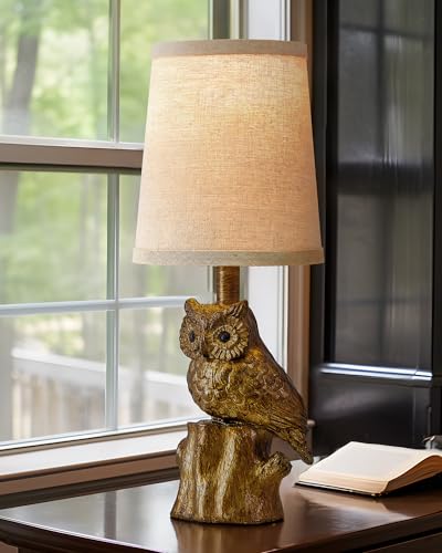 Small Table Lamp for Bedroom, 14.25" Farmhouse Resin Gold Nightstand Lamp - color: ‏‏‎ ‎Gold