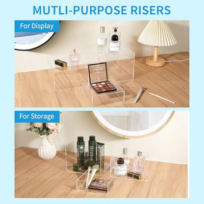 3-Pack Clear Acrylic Display Risers, Nesting Cube Boxes with Hollow Bottom - color: Clear