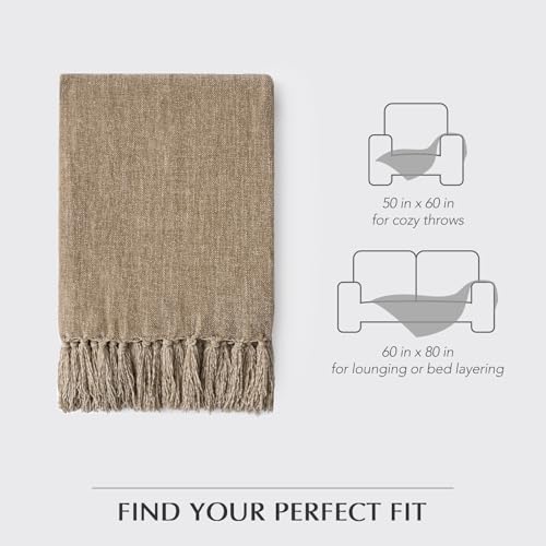 EverGrace Chenille Knit Throw Blanket for Couch, 60"x80", Beige - color: Beige, size: 60"x80"