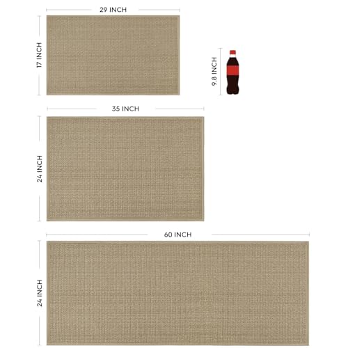 Artoid Mode Non-Slip Kitchen Rugs and Mats Set of 2-24x35 + 24x60 - color: Linen, size: 24" x 35" /24" x 60"