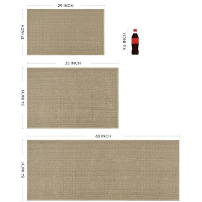 Artoid Mode Non-Slip Kitchen Rugs and Mats Set of 2-24x35 + 24x60 - color: Linen, size: 24" x 35" /24" x 60"