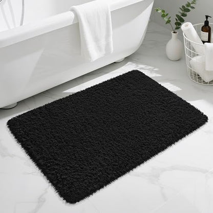 Black Bathroom Rugs Non Slip 36"x24",Absorbent Bath Mat Quick Dry - color: Black, size: 36" x 24" (Rectangular)
