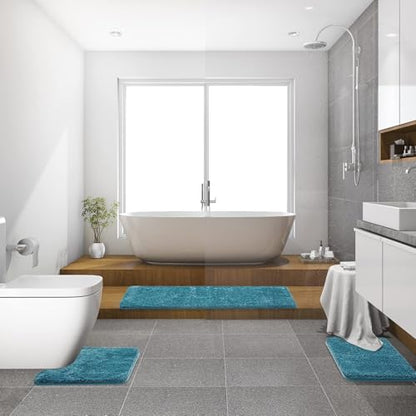MIULEE Teal Bathroom Runner Rugs Soft Microfiber Bath Mat 16x48 Inch - color: Teal, size: 1'4" x 4' (Rectangular)