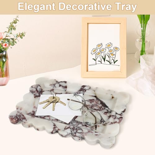 100% Marble Vanity Tray for Bathroom Counter, Kitchen, Coffee 11.8" - color: Calacatta Viola