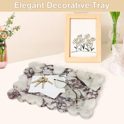 100% Marble Vanity Tray for Bathroom Counter, Kitchen, Coffee 11.8" - color: Calacatta Viola