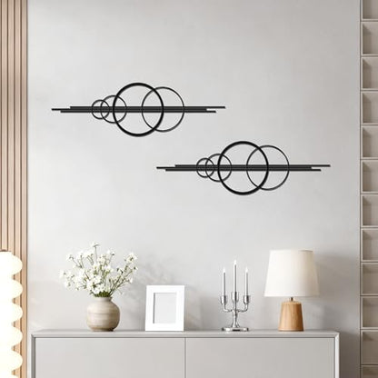 YATEASLU Abstract Line Art Wall Decor, Minimalist Circle Metal for Office