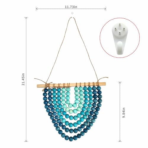 Boho Wooden Bead Garland Wall Hanging Tapestry Macrame Wood Beaded Wall Art